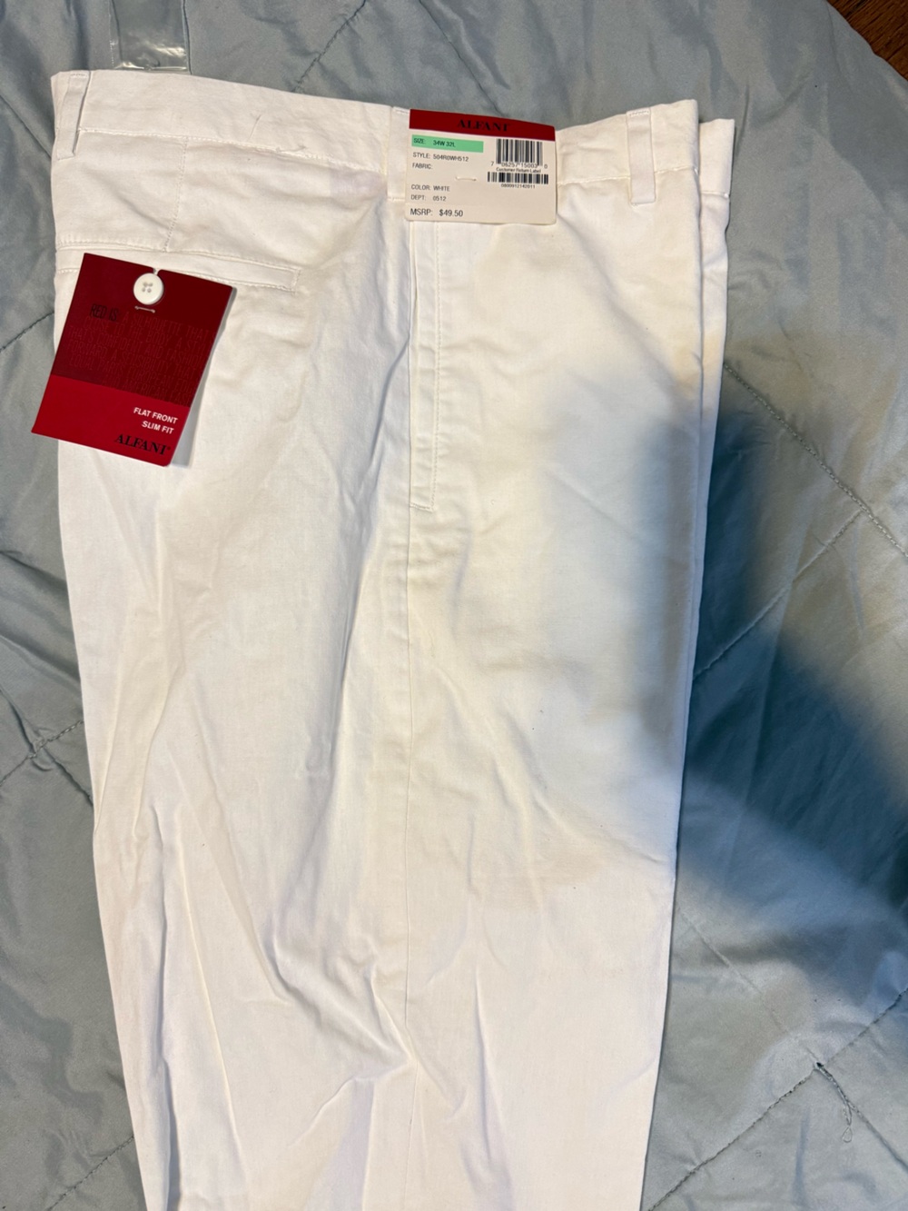 Alfani White Men's Flat-Front Dress Pants